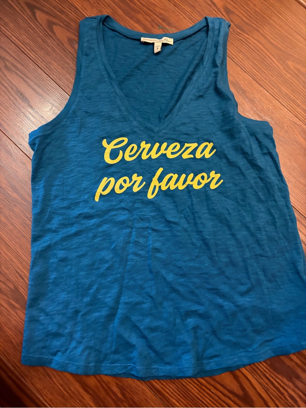 Cerveza Por Favor Blue Women’s express v neck Tank Top